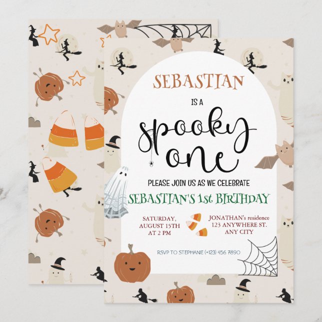 Invitación Fantasma Un cumpleaños de Halloween (Anverso / Reverso)