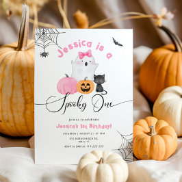 Invitación Fantasma Un cumpleaños de Halloween 1er chica