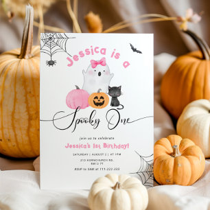 Invitación Fantasma Un cumpleaños de Halloween 1er chica