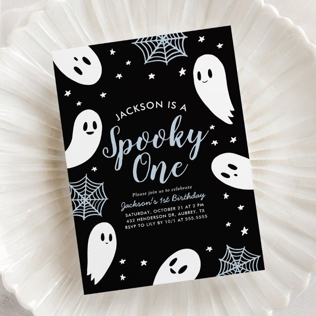 Invitación Fantasma Un Fantasma Azul Halloween Primer Cumplea (Subido por el creador)