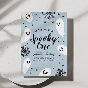 Invitación Fantasma Un Fantasma Azul Halloween Primer Cumplea