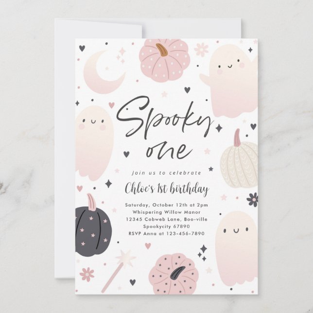 Invitación Fantasma un fantasma de Boho Halloween Fiesta de c (Anverso)