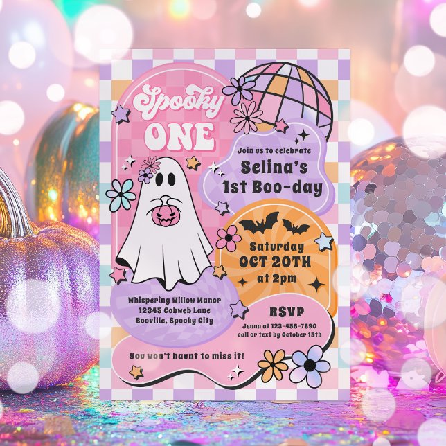 Invitación Fantasma Un Fantasma De Halloween Groovy Primer Cu (Subido por el creador)