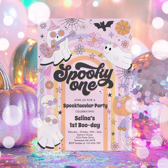 Invitación Fantasma Un Fantasma De Halloween Groovy Primer Cu (Subido por el creador)
