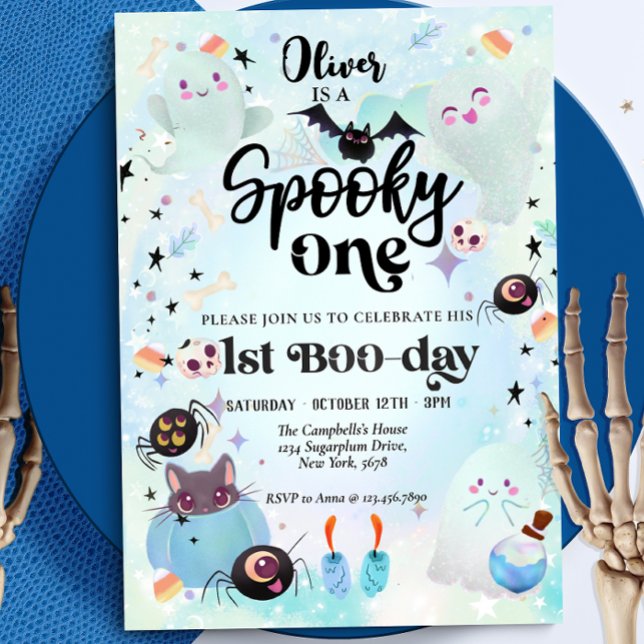 Invitación Fantasma un fantasma de Halloween Primer cumpleaño (Subido por el creador)