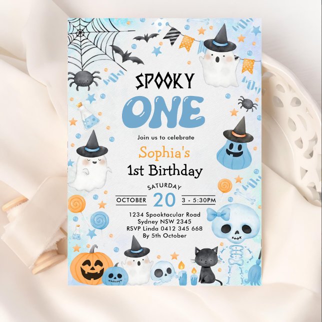 Invitación Fantasma un fantasma de Halloween Primer cumpleaño (Subido por el creador)
