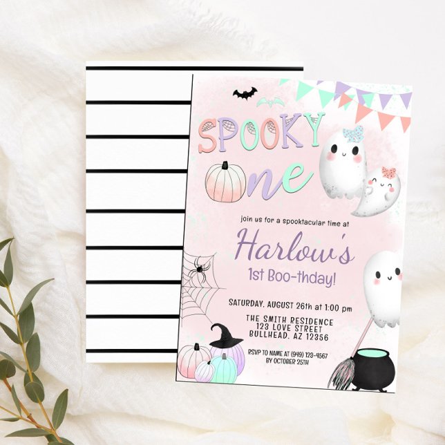 Invitación Fantasma Un Fantasma Pastel Halloween Primer Cumpl (Subido por el creador)