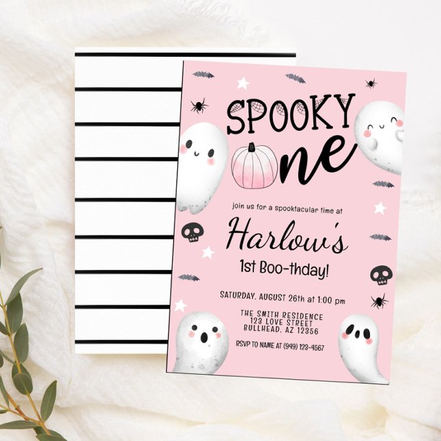 Invitación Fantasma Un Fantasma Pastel Halloween Rosa (Subido por el creador)