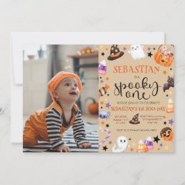 Invitación Fantasma Un Fantasma Primer Cumpleaños Halloween