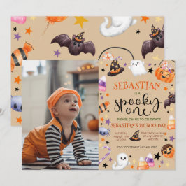 Invitación Fantasma Un Fantasma Primer Cumpleaños Halloween
