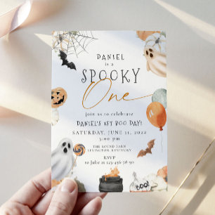 Invitación Fantasma Un Fantasma Primer Cumpleaños Halloween
