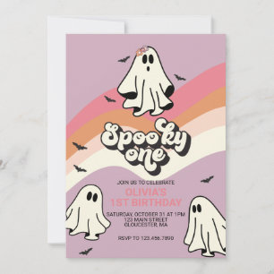 Invitación Fantasma un fantasma retro de Halloween primer cum