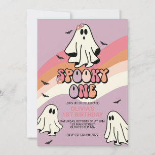 Invitación Fantasma un fantasma retro de Halloween primer cum