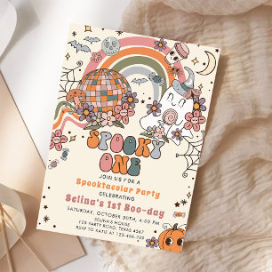 Invitación Fantasma Un Fantasma Retro Halloween Primer Cumple