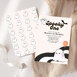Invitación Fantasma Un Fantasma Retro Primer Cumpleaños