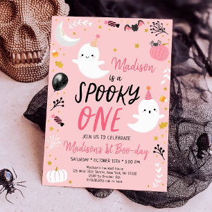 Invitación Fantasma UN Fantasma Rosa Halloween Cumpleaños
