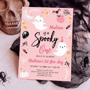 Invitación Fantasma UN Fantasma Rosa Halloween Cumpleaños