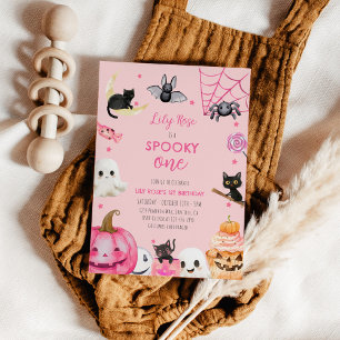 Invitación Fantasma un fantasma rosado de Halloween Primer cu