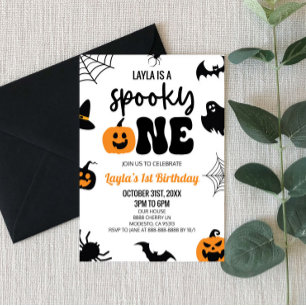 Invitación Fantasma Un Fiesta de Halloween Primer Cumpleaños