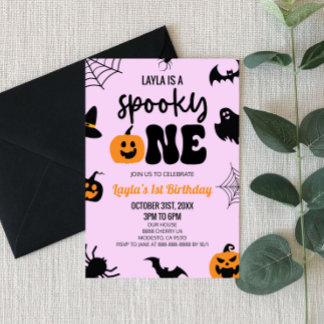Invitación Fantasma Un Fiesta de Halloween Primer Cumpleaños