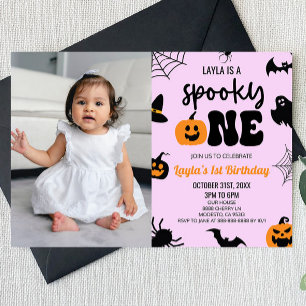 Invitación Fantasma Un Fiesta de Halloween Primer Cumpleaños