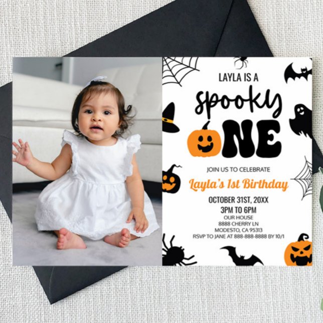 Invitación Fantasma Un Fiesta de Halloween Primer Cumpleaños (Subido por el creador)