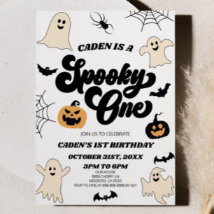 Invitación Fantasma Un Fiesta de Halloween Primer Cumpleaños