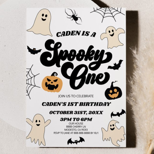 Invitación Fantasma Un Fiesta de Halloween Primer Cumpleaños (Subido por el creador)