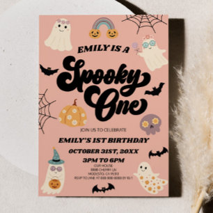 Invitación Fantasma Un Fiesta de Halloween Primer Cumpleaños
