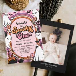 Invitación Fantasma Un Fiesta rosado de Halloween Primer Cump