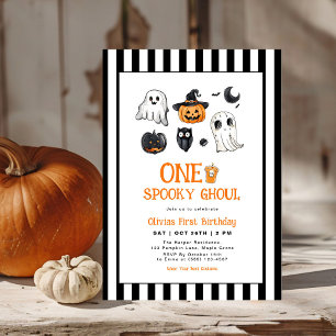 Invitación Fantasma Un Ghoul Halloween Primer Cumpleaños