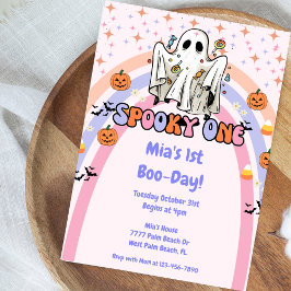 Invitación Fantasma Un Groovy Halloween 1er cumpleaños