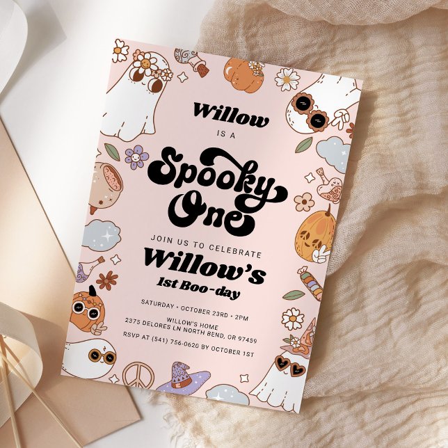 Invitación Fantasma Un Groovy Halloween 1er cumpleaños (Subido por el creador)
