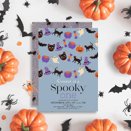 Invitación Fantasma Un Halloween Azul Primer cumpleaños