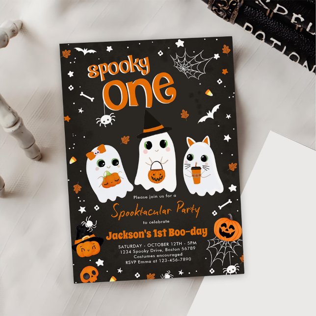 Invitación Fantasma Un Halloween Tía Fantasma Primer cumpleañ (Subido por el creador)