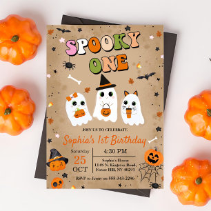 Invitación Fantasma Un Halloween Tía Fantasma Primer cumpleañ