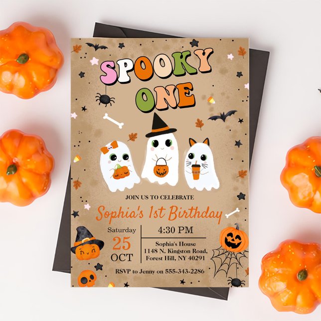 Invitación Fantasma Un Halloween Tía Fantasma Primer cumpleañ (Subido por el creador)