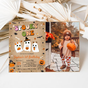 Invitación Fantasma Un Halloween Tía Fantasma Primer cumpleañ