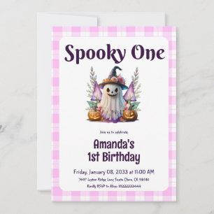 Invitación Fantasma Un Primer Día de Halloween Rosa