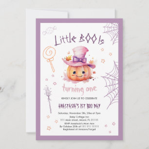 Invitación Fantasma Una linda niña de Halloween Primer cumple