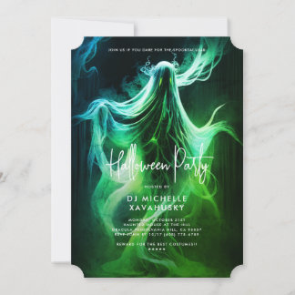 Invitación Fantasma verde de la fiesta de Halloween para adul