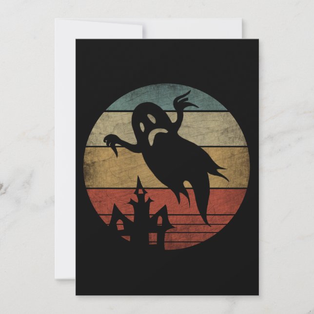 Invitación Fantasma vintage de Halloween (Anverso)