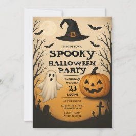 Invitación Fantasma y calabaza en la fiesta de Halloween