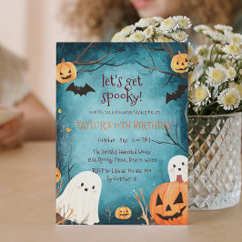 Invitación Fantasma y calabazas de Halloween