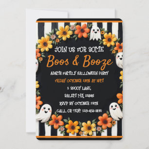 Invitación Fantasma y floral de los 'Boos & Booze' personaliz