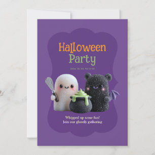 Invitación Fantasma y Oso Dulces y Espeluznantes