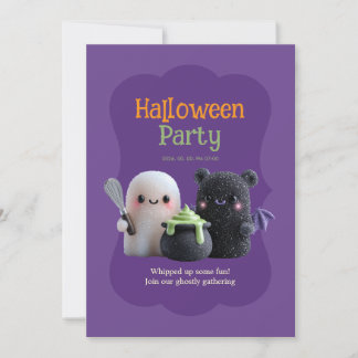 Invitación Fantasma y Oso Dulces y Espeluznantes