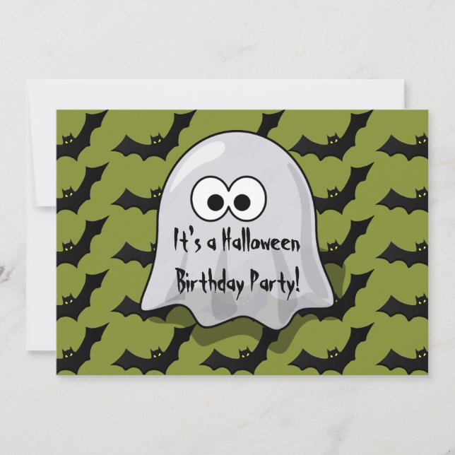 Invitación Fantasma y palos lindos de la fiesta de cumpleaños (Anverso)