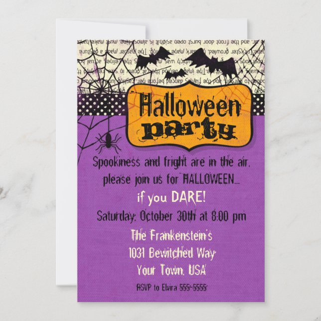Invitación fantasmagórica de Halloween de los (Anverso)