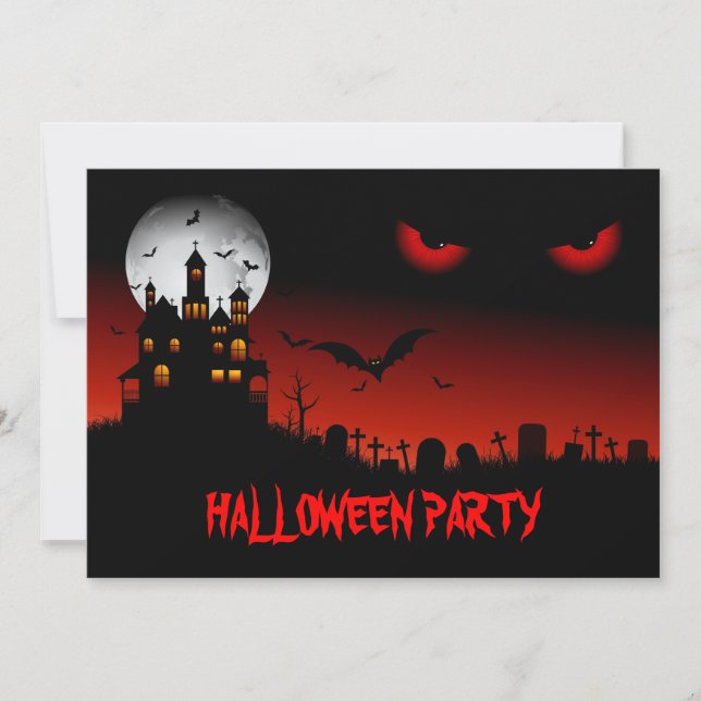 Invitación fantasmagórica del fiesta de Halloween (Anverso)